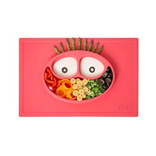 ezpz Happy Mat - One-piece silicone placemat + plate (Coral)