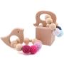 2pc baby Wooden Teethers Organic Elephant Bird shaped Teething Chewable Toy Montessori Baby Teething Gift Baby Teether Toy