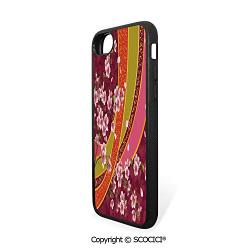 SCOCICI Non-Slip Drop Protection Smart Cell Phone Case Oriental Backdrop Sakura Blossom Japanese Cherry Tree Print Compatible with iPhone 7