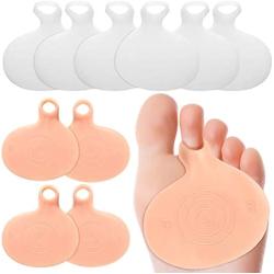 10 Pieces Metatarsal Foot Pads Gel Metatarsal Pads Ball of Foot Cushions Reusable Forefoot Pad Beige White Foot Pain Relief Insoles for Women Men