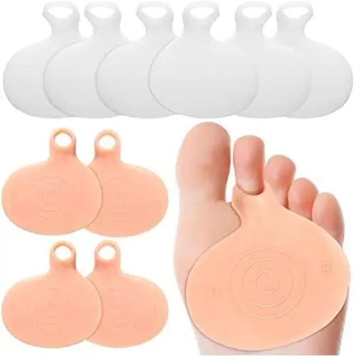 10 Pieces Metatarsal Foot Pads Gel Metatarsal Pads Ball of Foot Cushions Reusable Forefoot Pad Beige White Foot Pain Relief Insoles for Women Men