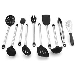 JunbosiKitchenware Anti-Scalding Non-Stick Spatula Set High-Temperature Silicone Kitchenware Set of 10 Cooking Shovel Kitchen Tools