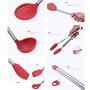 Kitchen Shovel Spoon Set-Stainless Steel Handle Silicone Kitchenware Set Of 8, High Temperature Cooking Spoon Shovel Kitchen Tool with holder J-86