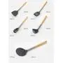 JunbosiKitchenware Kitchenware Set Food Grade Silicone Solid Wood Handle Kitchenware 6 Piece Set Non-Stick Cooking Spoon Shovel Set
