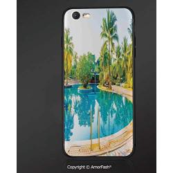 Case for Apple iPhone 6 and iPhone 6s,Shock-Absorption Bumper Cover,Anti-Scratch Back,House Decor,Umbrella and Chair Around The Round Outdoor Pool Tourist Space Famous Spots Concept,Green Blue Cream