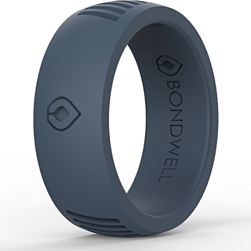 BONDWELL Silicone Wedding Ring for Men Save Your Finger & A Marriage Safe, Durable Rubber Wedding Band for Active Athletes, Military, Crossfit, Weight Lifting, Workout