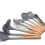 9 pieces Wooden Handle Silicone Kitchenware Set Plastic Cooking Tools Cookware Kitchen Tools