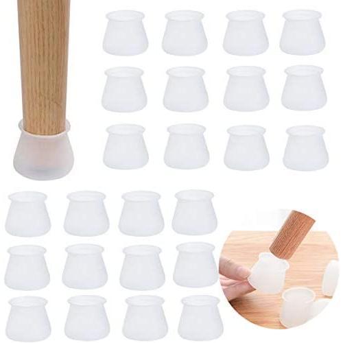 Furniture Silicone Protective Cover, 24 Pieces of Non-Slip Furniture Protective Pads, Round Furniture Table and Chair Foot Covers are Silent and Non-Slip to Prevent Scratches and Noise