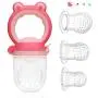 ORIY Baby Fruit Feeder Pacifier，Fresh Food Feeder, Infant Teething Toy，Silicone Pouches for Toddlers & Kids,Pink
