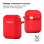 AirPods Case, Silicone Cover with U Shape Carabiner,360°Protective,Dust-Proof,Super Skin Silicone Compatible with Apple AirPods 1st/2nd (Red)