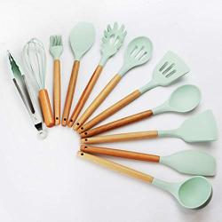 Hjyi Silicone Kitchen creative Kitchen Tool Set 11 piece set wooden handle silicone kitchenware plastic spatula spoon set