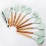 Hjyi Silicone Kitchen creative Kitchen Tool Set 11 piece set wooden handle silicone kitchenware plastic spatula spoon set