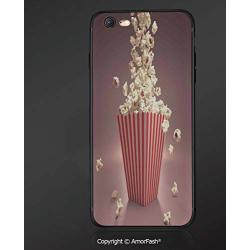 Fashionable iPhone 6S Case with Heavy Duty Protection for iPhone 6S / iPhone 6,Modern,Retro Style Popcorn Art Image Home Cafe Design Kitchenware Cardboard Vintage Cinema,Light Red White