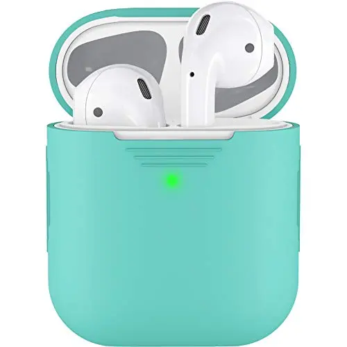 PodSkinz AirPods 2 & 1 Case [Front LED Visible] Protective Silicone Cover and Skin Compatible with Apple AirPods (Diamond Blue)