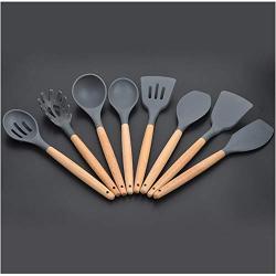 Kitchen Set 8 Piece Set Silicone Wooden Handle Kitchenware Nonstick Cookware Set Cooking Tools - Silicone Shovel Spoon Tool Set Shovel Soup Hedges Cooking Cookware