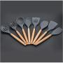Kitchen Set 8 Piece Set Silicone Wooden Handle Kitchenware Nonstick Cookware Set Cooking Tools - Silicone Shovel Spoon Tool Set Shovel Soup Hedges Cooking Cookware