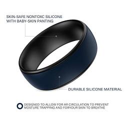 SHAREMORE Silicone Wedding Ring 3 Color Rings Packs Skin Safe Soft Silicone Rubber Wedding Bands for Man or Woman, Comfortable Step Edge Sleek Durable Design Classic Style