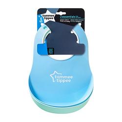 Tommee Tippee Essentials Baby Bibs - Crumb Catcher & Soft Edging Around Neck - Dishwasher Safe, BPA-Free, 6+ Months