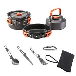 small-lovely Camping Cookware Mess Kit Backpacking Gear & Hiking Outdoors Bag Cooking Equipment Lightweight, Compact, Durable Pot Bowls