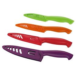 Cook N Home 9-Piece Ceramic Knife Set with Sheaths, Multicolor