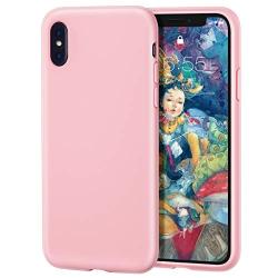 MILPROX iPhone X/Xs Silicone Series Liquid Silicone Gel Rubber Slim Fit Case with Soft Microfiber Cloth Lining Cushion for iPhone X/iPhone Xs-Pink