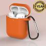 AirPods Case Cover Newest Silicone Skin Cute Full Protective Case Cover with Keychain Compatible with Apple Airpods 2 & 1 Wireless Charging Case, Airpods Accesssories (Orange)