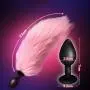 Gothing LED Light Bu~tt Plùg Silicone Insert Stopper Smooth Six Toy Game Cosplay with Faux Fox Tail
