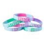 Juvale Inspirational Rubber Bracelets - 36-Pack Silicone Wristbands with 6 Positive Word Designs, Motivational Gifts, Party Favors for Kids, Teens, Adults