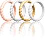 ThunderFit Womens Thin Swivel Rings, 10 Rings / 8 Rings / 4 Rings / 1 Ring - Stackable Silicone Wedding Rings - 2.5mm Wide - 2mm Thick