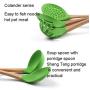 Kitchen Gadget Set 7 Piece Silicone Kitchen Utensil Set Wooden Handle Silicone Kitchenware Nonstick Pan Set, green