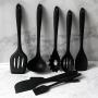 Silicone Kitchenware Kitchen Silicone Kitchenware Food Grade 8 Piece Nonstick Cookware Shovel Kit for cooking, baking and mixing, black