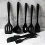 Silicone Kitchenware Kitchen Silicone Kitchenware Food Grade 8 Piece Nonstick Cookware Shovel Kit for cooking, baking and mixing, black
