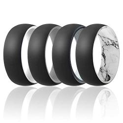 ROQ Silicone Wedding Ring for Men - 3 Packs/4 Packs & Singles - Duo Collection Silicone Rubber Wedding Bands - Classic Styles