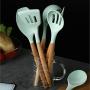 9pcs Silicone Utensils Cooking Utensil Set, Non-Stick Pan, Heat Resistant, Beech Silicone Baking Set, Hygienic, Kitchen, Cooker Cooking, Kitchenware Set.