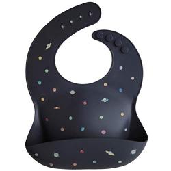 Mushie Silicone Baby Bib | Adjustable Fit Waterproof Bibs (Planets)