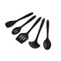 Silicone Kitchenware Five-piece Non-stick Cookware Five-piece Protective Pot Silicone Shovel Spoon Spoon Spoon Colander Rice Spoon (Color : Black)