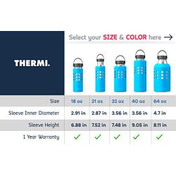 Thermi Protective Silicone Sleeve for Hydro Flask Water Bottles (18oz, 21oz, 32oz, 40oz, 64oz)