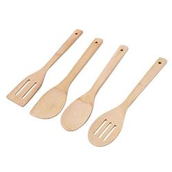 Cooking Tool Sets - 4pcs Pure Bamboo Solid Turner Spatula Slotted Spoon And Essentials Cooking Utensils Set - Sets Tool Cooking Cooking Tool Sets Utensil Kitchen Spoon Wood Bamboo Spatula Wood