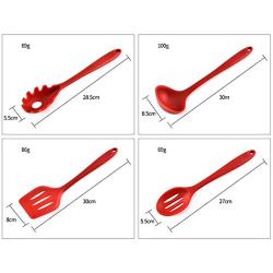 JunbosiKitchenware Silicone Kitchen 10 Pieces Nonstick Cookware Silicone Kitchenware Set Shovel Spoon Kitchenware Set,Red