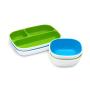 Munchkin Splash 4 Piece Toddler Divided Plate and Bowl Dining Set, Blue/Green