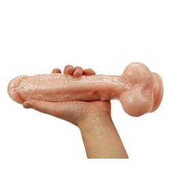 FULLLIGHT TECH 10" Premium Silicone Realistic Big Dildo with Suction Cup & Balls Women Sex Toy Free Sexual Lube Get (Flesh)