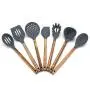 7 PCS Silicone Kitchen Utensils Wooden Handle Silicone Kitchenware Heat Resistant Non-stick Pan Shovel Spoon Kitchenware Sets