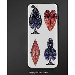 iPhone 6s /6 3D Cell Phone TPU Case Silicone Protective Case Cover for iPhone 6s/6,Diamond Decor,Diamond Shaped Cards Poker Face Fortune Symbols Sapphire Dijital Prints,Dark Blue Red