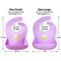 Single or Set of 2 Waterproof Silicone Baby Bib Lightweight Comfortable Easy-Wipe Clean