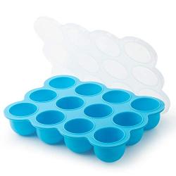Samuelworld Baby Food Storage Container, 12 Portions Freezer Tray with Lid, 12x2.5oz BPA Free, FDA Approved, Silicone, Perfect for Homemade Baby Food, Vegetable & Fruit Purees and Breast Milk
