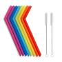 Hiware Reusable Silicone Drinking Straws, Big Size Flexible Straws with Cleaning Brushes for 30 oz Tumblers RTIC/Yeti - 10 Pieces - BPA-Free - No Rubber Taste