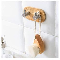 MOVEmen Hook Door Hook Hanger Bathroom Kitchen Closet Without Nail Hook Stainless Steel Bamboo Kitchenware Storage Rack Drain Rack Towel Hook Shower Hook Mop Shelf Wallet Handbag Hook (A)