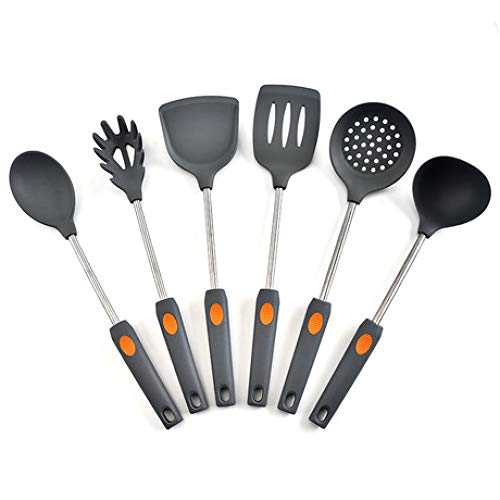 Hjyi Kitchen Cooking Silicone kitchenware non-stick pot high temperature cooking spoon shovel set kitchen utensils shovel (6-piece set)