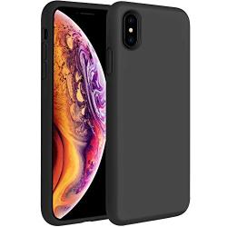 Miracase Liquid Silicone Case Compatible with iPhone Xs (2018)/ iPhone X(2017) 5.8 inch, Gel Rubber Full Body Protection Shockproof Cover Case Drop Protection Case (Black)