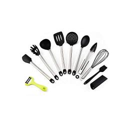 Silicone Kitchenware 10 Piece Set Stainless Steel Handle Kitchenware Set Non-stick Cookware Set